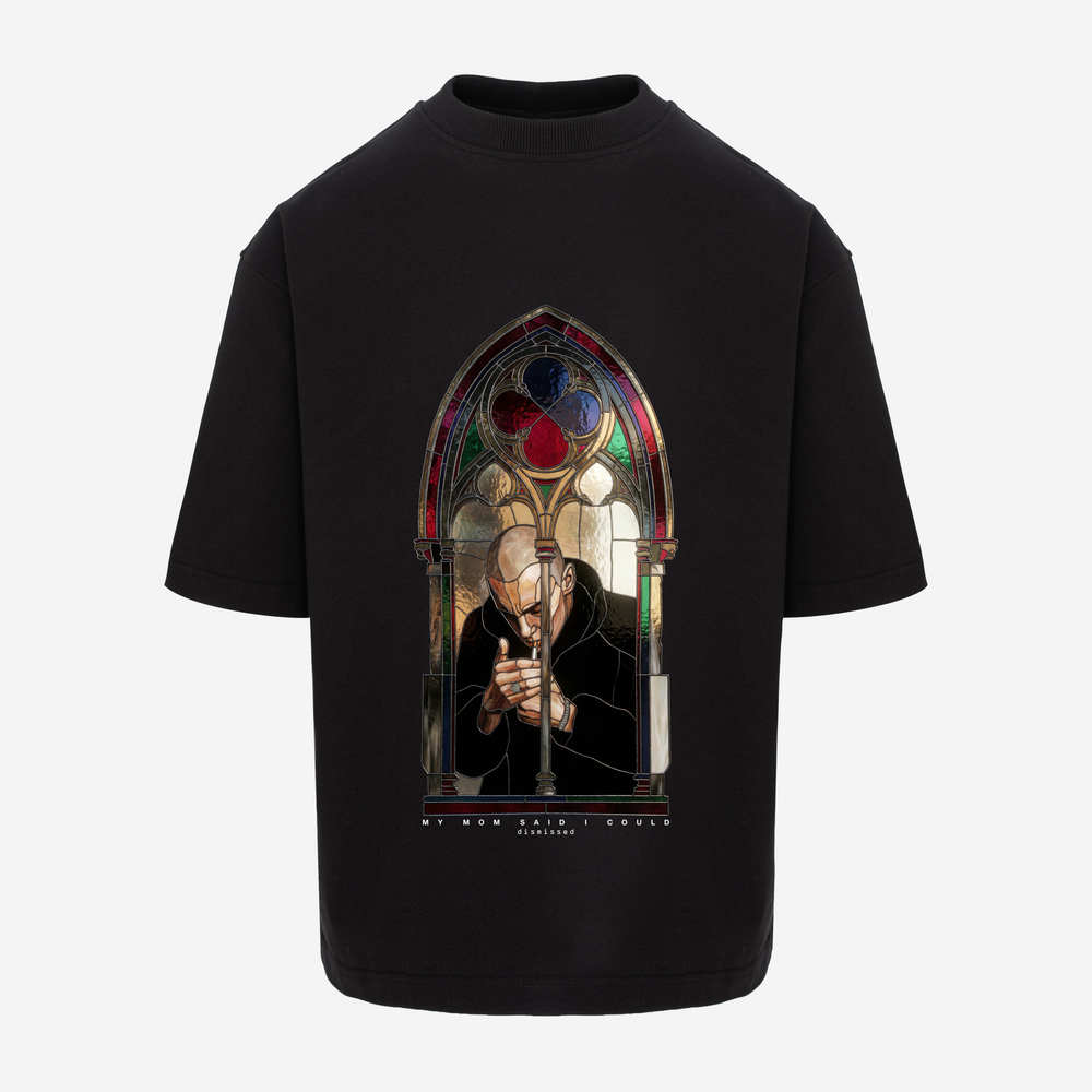 Tricou oversize Dismissed MY MOM SAID I COULD Case No.6, negru — vedere frontală